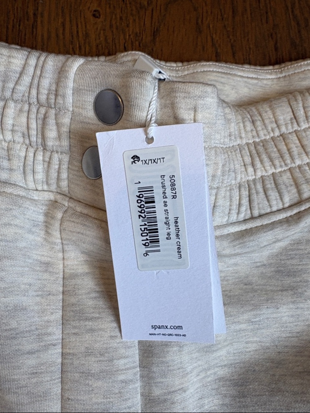 NWT spanx AirEssentials Brushed Straight Leg Pant - Heather Cream size 1x - Picture 2 of 5
